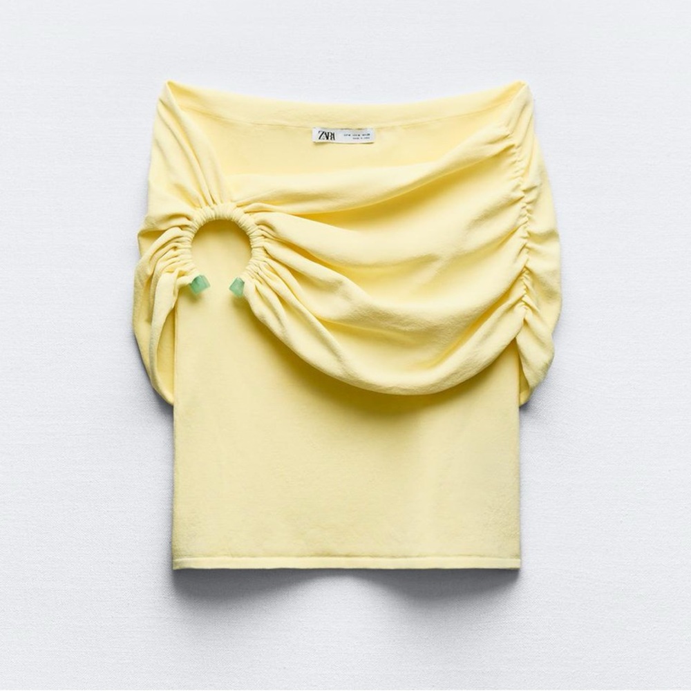 Zara Pastel Yellow Top (Off The Shoulder)